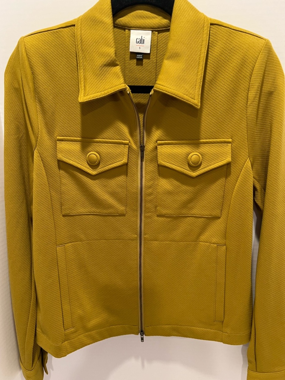 Cabi Moss Yellow Touring Moto Zip-Front Shacket Jacket NWOT